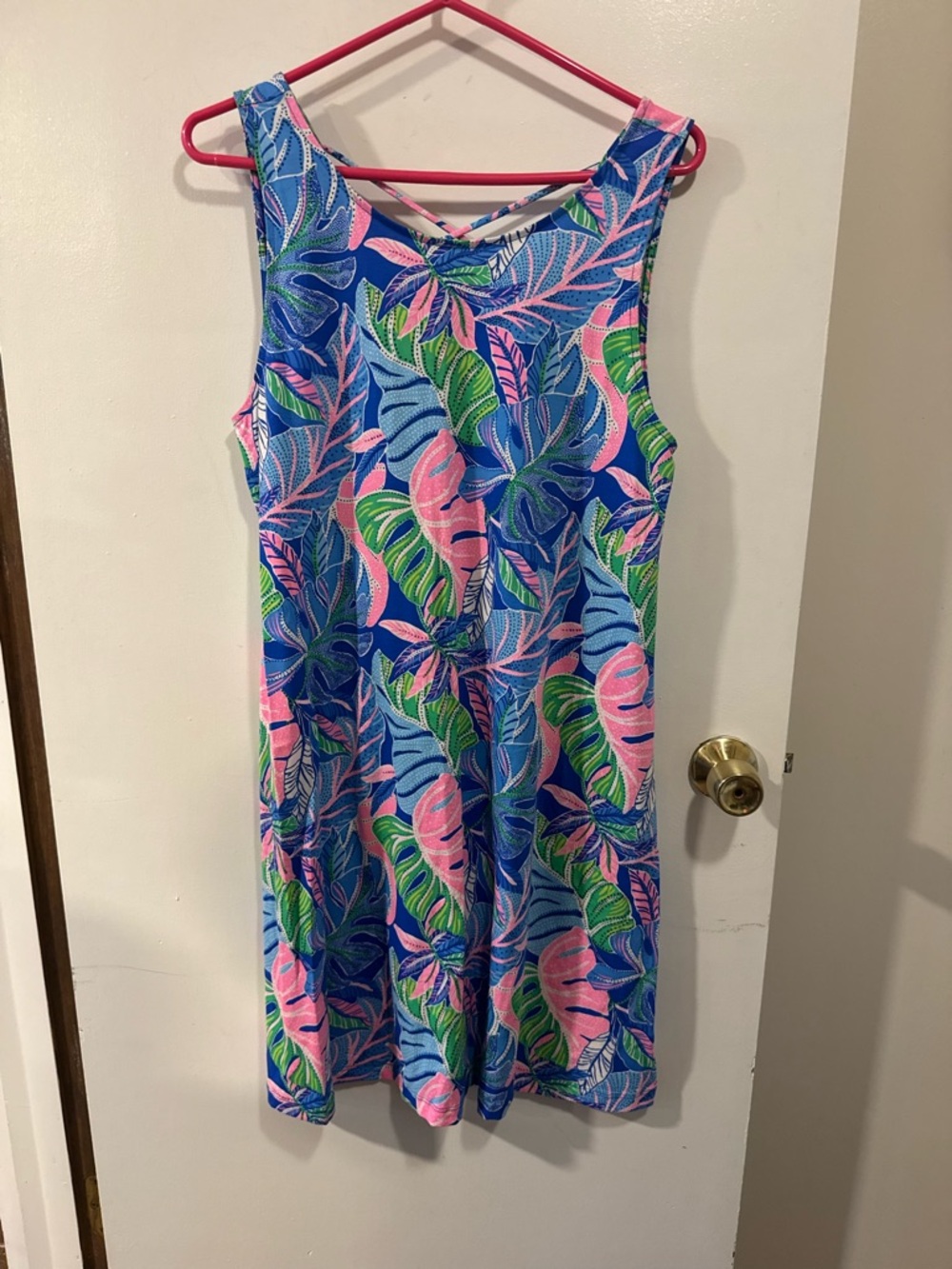 Lilly Pulitzer Kristen Swing Dress "Beleaf in Yourself" Tropical Print Size Med